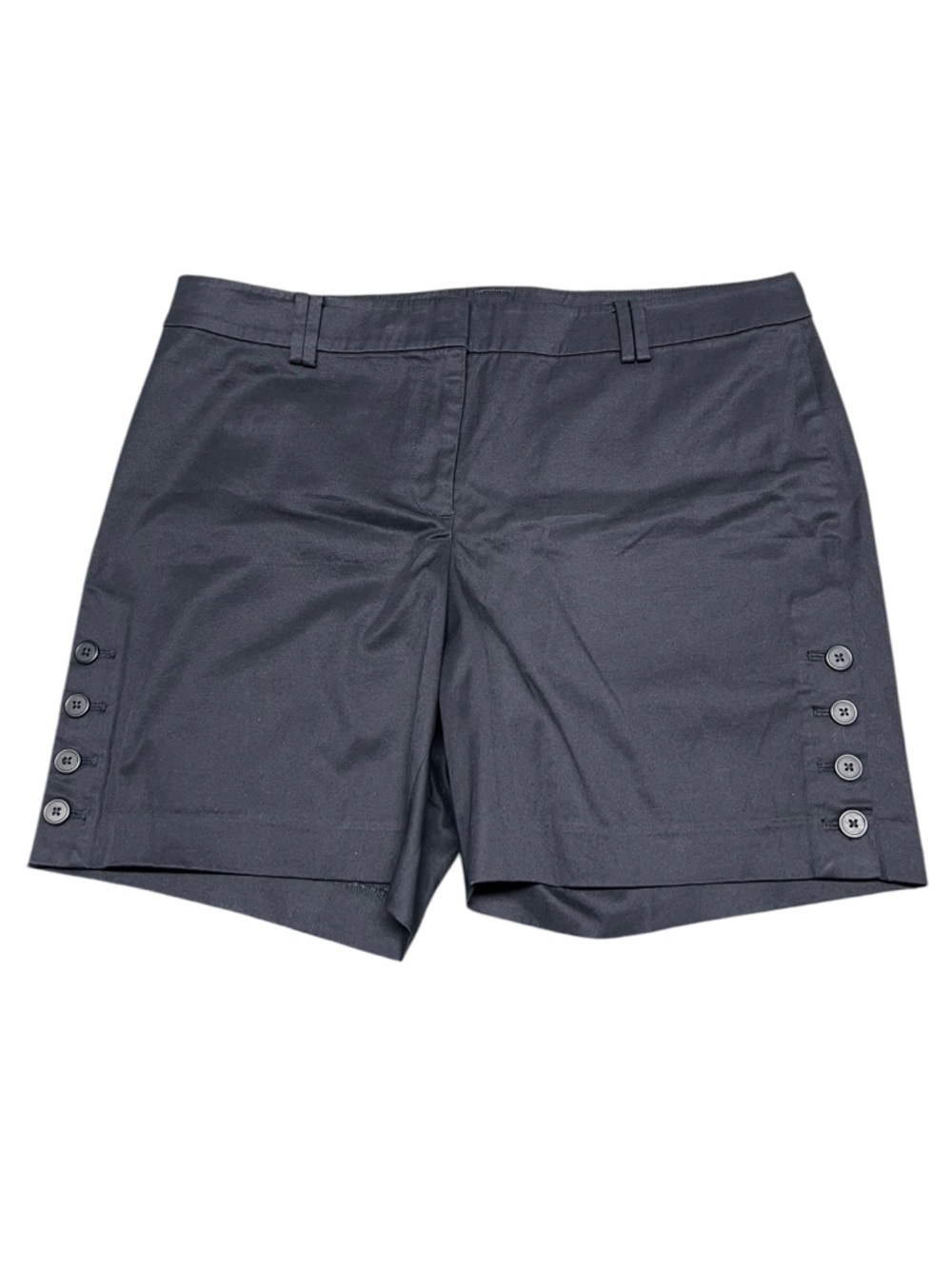 Talbots NWOT black cotton spandex blend 7” inseam shorts with buttons at hem